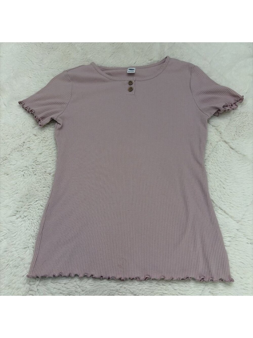 Old Navy Girls Lilac Ribbed Shirt XL 14 16 Ruffle 90s